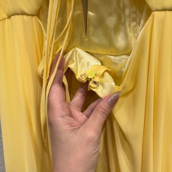 NWT Abby Paris Butter Cup Illusion Plunging Neck Open Back Chiffon Prom Dress - Picture 6 of 10